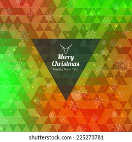 Modern winter abstract background with snowflakes, hipster triangle pattern.