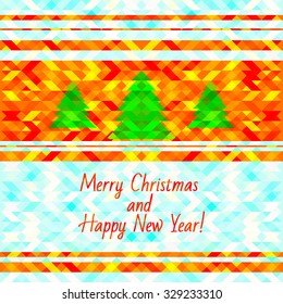 Modern winter abstract background with triangles, polygon . Happy New Year and Merry Christmas. Greeting card