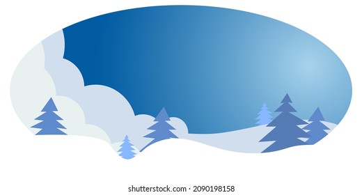 Modern winter background. Snow with trees and the moon in the sky	