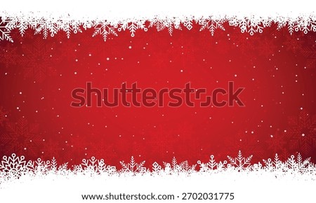 modern winter background with Snowflakes Border frame on red gradient background