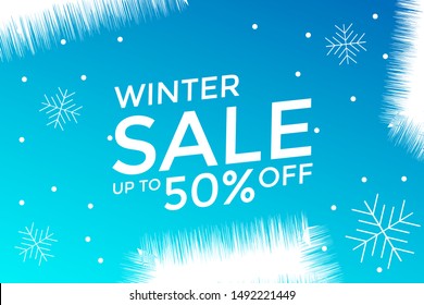 Modern Winter Sale Special Sale 50% Off for Social Media, Market, Supermarket and Retail Vector Background Illustration.