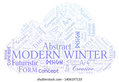 Modern Winter word cloud. Wordcloud made with text only.