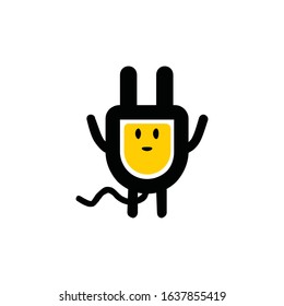 Modern wire plug logo silhouette editable EPS vector files. For electricity storage, electronic product, industry and factory, power bank or saver. Vintage hipster. Apply to web site mobile phone apps