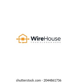 Modern Wire smart House real estate logo design