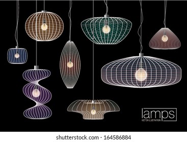 modern wire-frame hanging lamp