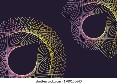 Modern wireframe vector design. 3d abstract elements with connected lines. Grid  gradient illustration with neon colors