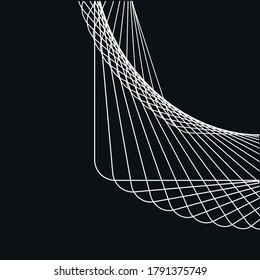 Modern wireframe vector design. 3d abstract elements with connected lines. Grid illustration with neon, black  colors