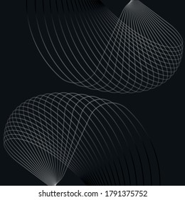 Modern wireframe vector design. 3d abstract elements with connected lines. Grid illustration with neon, black  colors