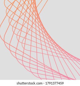 Modern wireframe vector design. 3d abstract elements with connected lines. Grid gradient illustration with white background