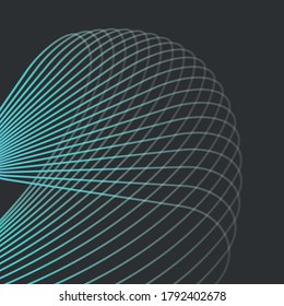 Modern wireframe vector design. 3d abstract elements with connected lines. Grid gradient illustration on black background with blue colors