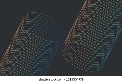 Modern wireframe vector design. 3d abstract elements with connected lines. Grid gradient illustration 