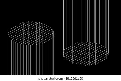Diseño vectorial de alambre moderno. 3d elementos abstractos con líneas conectadas. Ilustración de cuadrícula 