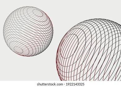 Modern wireframe vector design. 3d abstract elements with connected lines. Grid gradient illustration