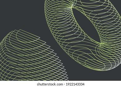 Modern wireframe vector design. 3d abstract elements with connected lines. Grid gradient illustration