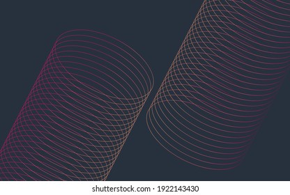 Modern wireframe vector design. 3d abstract elements with connected lines. Grid gradient illustration