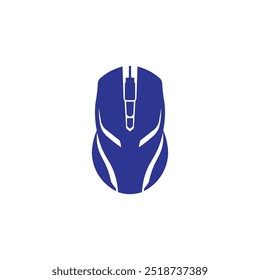 Modern Wireless Computer Mouse Icon in Solid Blue.