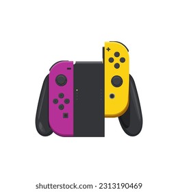 Modern wireless gamepad. Colorful cartoon  controller in vector. Isolated controller on white background.