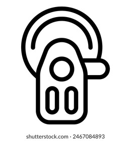 Modern wireless headphone icon in simple black and white vector illustration design, perfect for multimedia and technology graphics