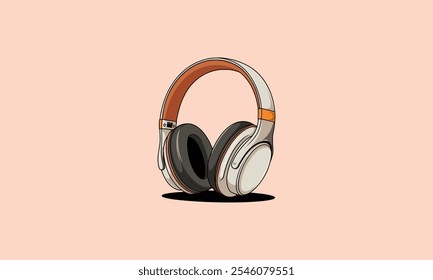 Modern wireless headphones in white and orange design