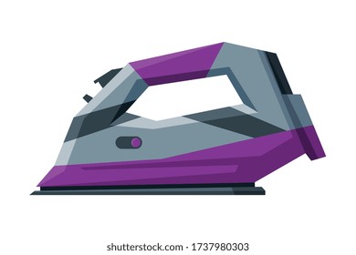 Modern Wireless Iron Household Appliance, Ironing Clothes Device Vector Illustration