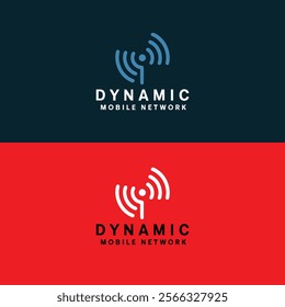Modern wireless network, mobile network, signal waves, telecommunications branding icon and logo
