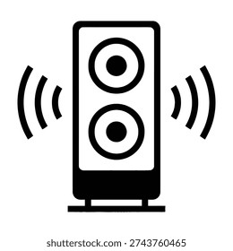 Modern wireless speaker system emitting sound waves for audio projects