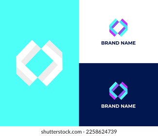 Modern WO Alphabet Letters Abstract Logo