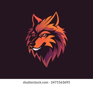 Diseño moderno del logotipo de la mascota del lobo	
