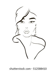 Modern woman in earrings sketch