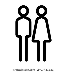 Modern woman and man icon symbol. Bathroom Sign. Flat vector illustration