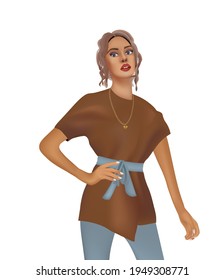 Mujer moderna posando. ilustración vectorial