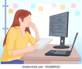 modern woman programmer in office or home