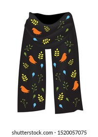 Modern woman scarf with pattern, vector