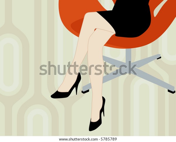 Modern Woman Sitting Cool Office Chair Stock Vector R