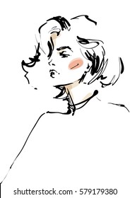 Modern woman sketch. Fashion illustration