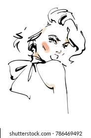 Modern woman sketch. Fashion illustration