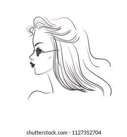 Modern woman sketch.  A woman with glasses. Fashion illustration. Vector illustration.