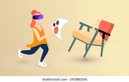 Modern woman in virtual reality glasses