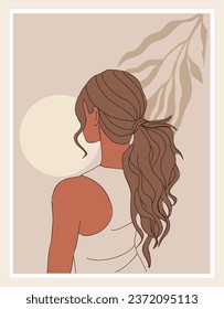 Modern Woman Wall Art Abstract Female Print vector