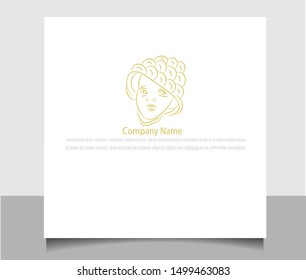 Modern women logo vector ilustration template with monoline and flat style in eps 10.