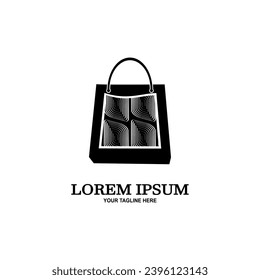 Modern women's bag logo, on white background.