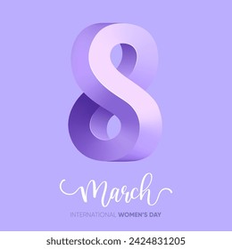 Modern Women's Day banner with 3d 8 number. Vector illustration.