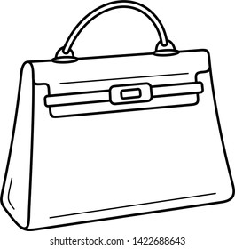 Modern women's handbag. Vector outline icon isolated on white background.
