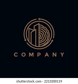 Modern wood building logo illustration design for your company or business