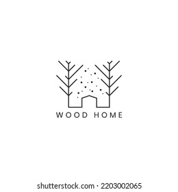 modern wood home iconic logo vector design template.  simple wood house logo business design vector illustration with minimalist, simple and elegant styles isolated on white background. 