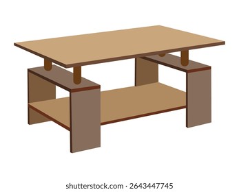 Modern Wooden Coffee Table with Shelf – Minimalist Rectangular Center Table Design for Living Room or Office Use

