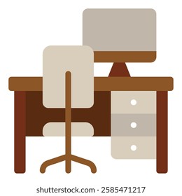 A modern wooden desk paired with a comfortable ergonomic chair, perfect for home offices and workspaces.