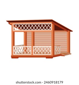 Modern wooden gazebo on isolated background. Isometrics.