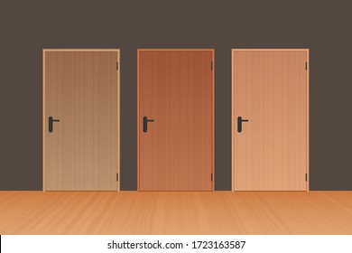 Modern wooden interior door vector illustration