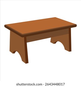 Moderno banco de madeira para crianças, assento minimalista de tamanho infantil para sala de jogos ou berçário, banco pequeno resistente isolado na ilustração de fundo branco

